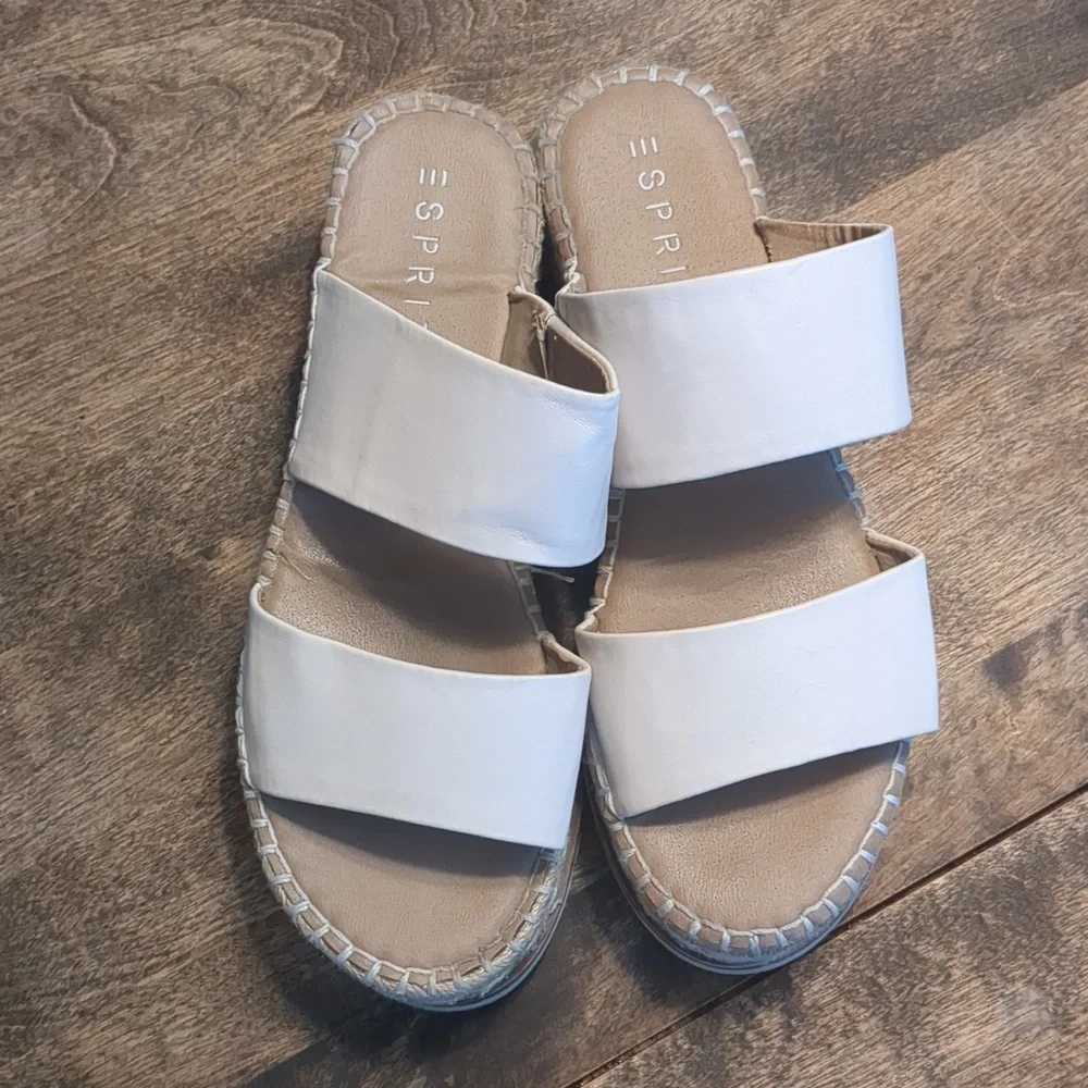 Esprit Cream Espadrille Platform Slide Sandals Size 9